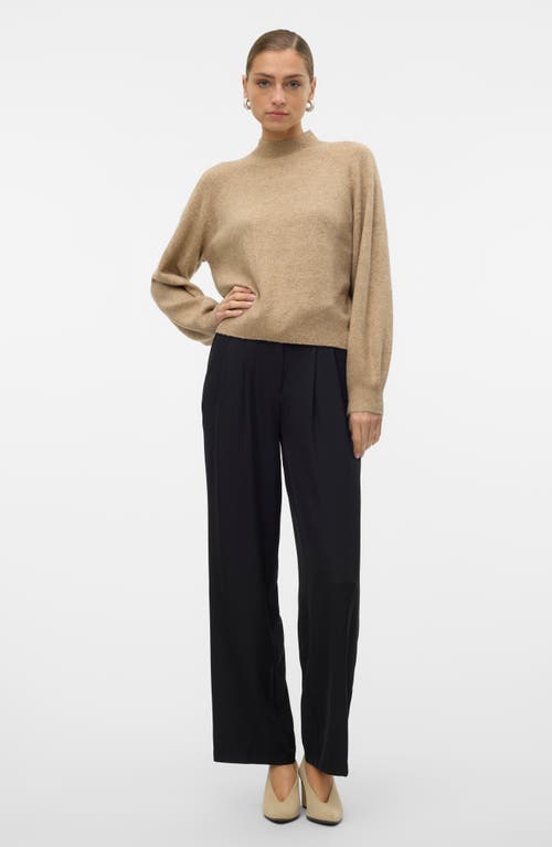 Vero Moda Leaf Mock Neck Sweater In Silver Mink Detail