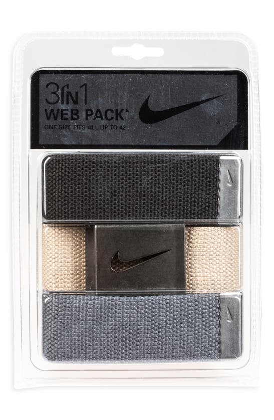 Shop Nike 3-pack Web Belts In Black/ Khaki