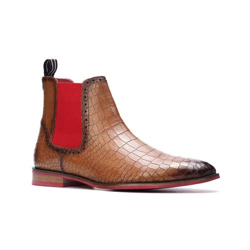 Carlos Santana Mantra Chelsea Boot In Tan Croco
