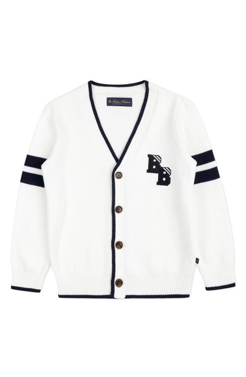 Shop Brooks Brothers Kids' Embroidered Cotton Cardigan In White