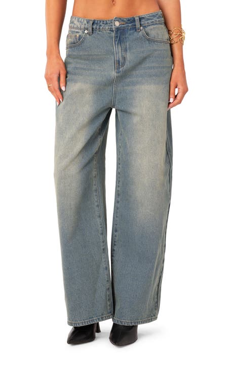 Braya Washed Low Rise Wide Leg Jeans