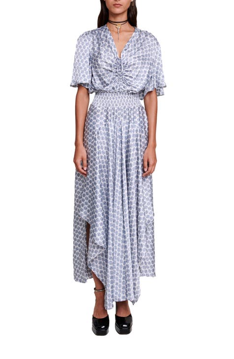 Ba&sh Paris Polka Dot-print Woven Midi Dress in Natural
