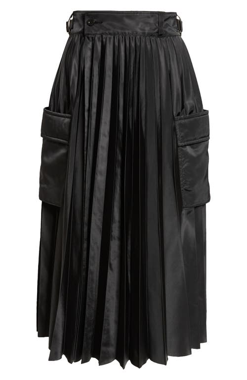 Sacai Womens Black Pleated Wrap-front Woven Midi Skirt In Black