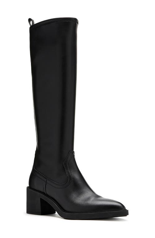 Paton Waterproof Pointed Toe Knee High Boot in Black Leather