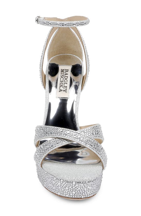 Shop Badgley Mischka Collection Fizzy Ankle Strap Platform Sandal In Silver