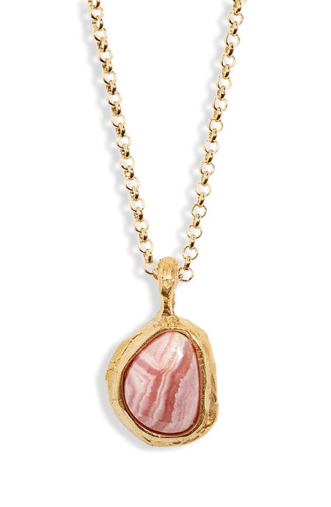 The Droplet of the Horizon Rhodochrosite Pendant Necklace