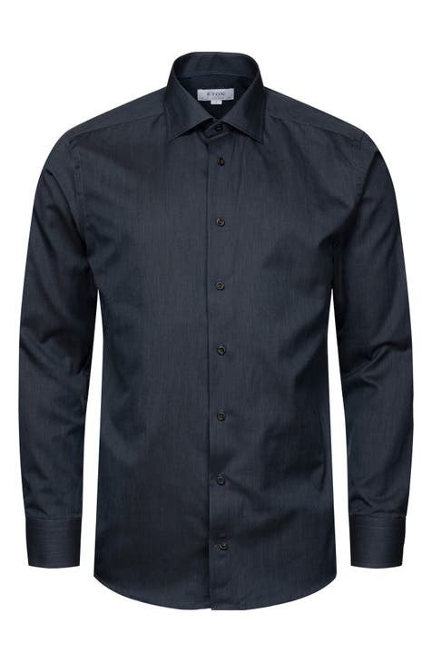 Buy Black Chain Collar Slim Fit Shirt by  with Free