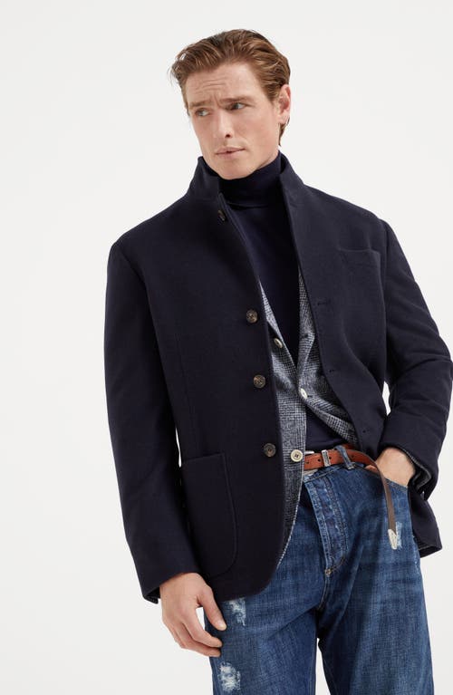 Shop Brunello Cucinelli Blazer-style Outerwear In Navy Blue