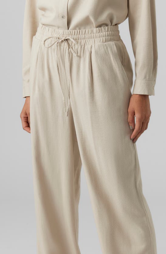 Shop Vero Moda Jesmilo High Waist Wide Leg Pants In Silver Lining