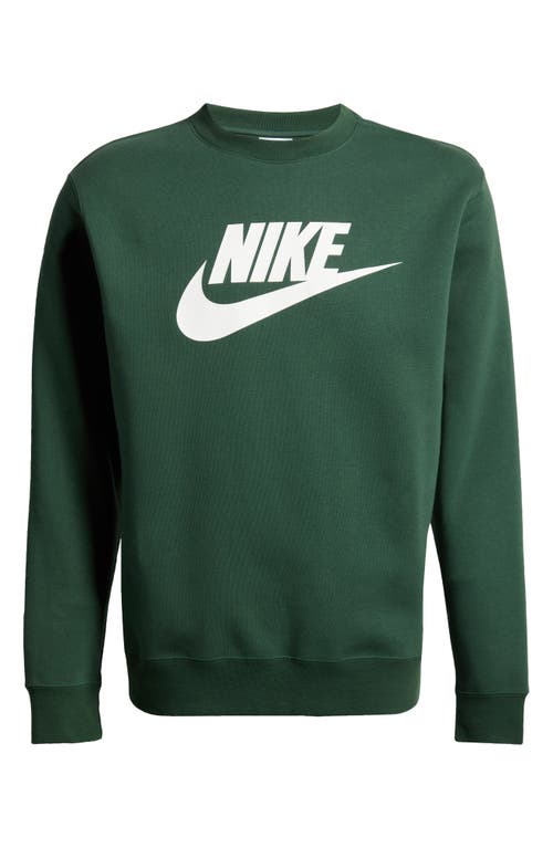 Shop Nike Fleece Graphic Pullover Sweatshirt In Fir/white