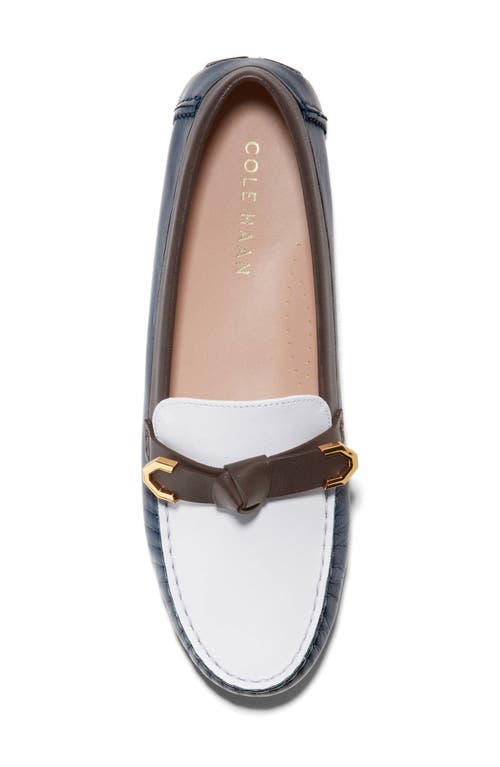 Shop Cole Haan Evelyn Bow Leather Loafer In White/chocolate