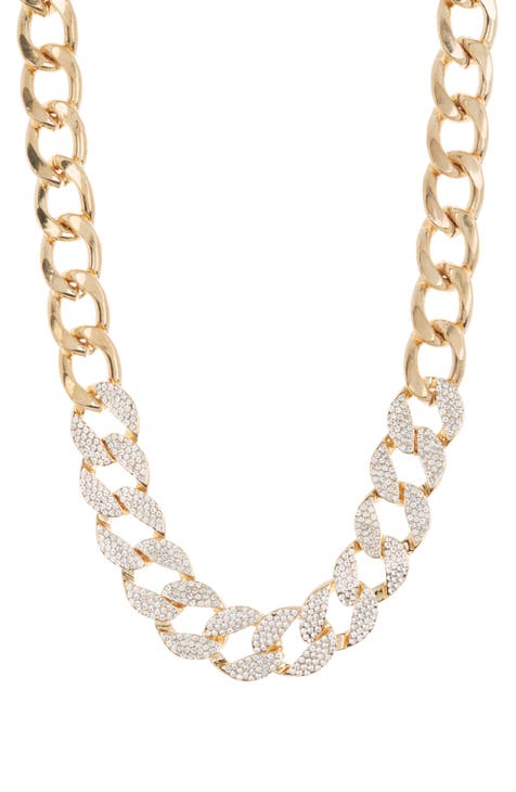 Pavé Crystal Curb Chain Necklace