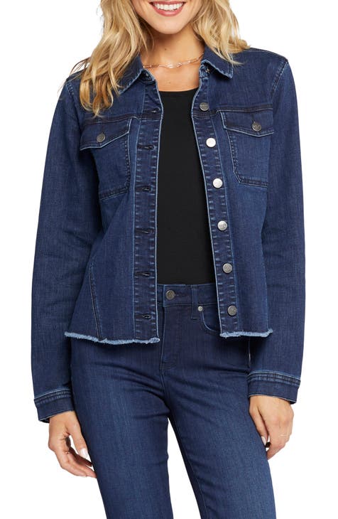 Jean Jacket With Frayed Detail - Red