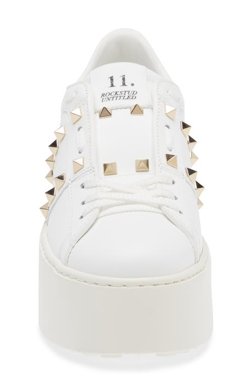 Shop Valentino Garavani Rockstud Untitled Platform Sneaker In 0bo Bianco