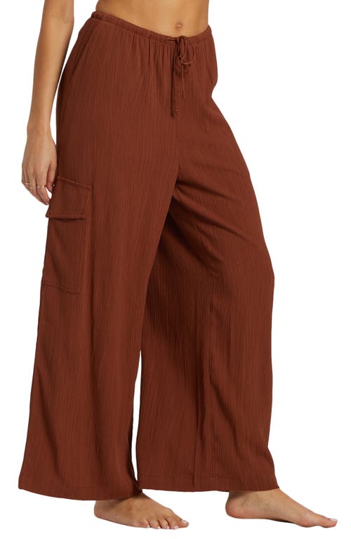 Shop Billabong Beach Babe Wide Leg Cargo Pants In Toasted Coconut