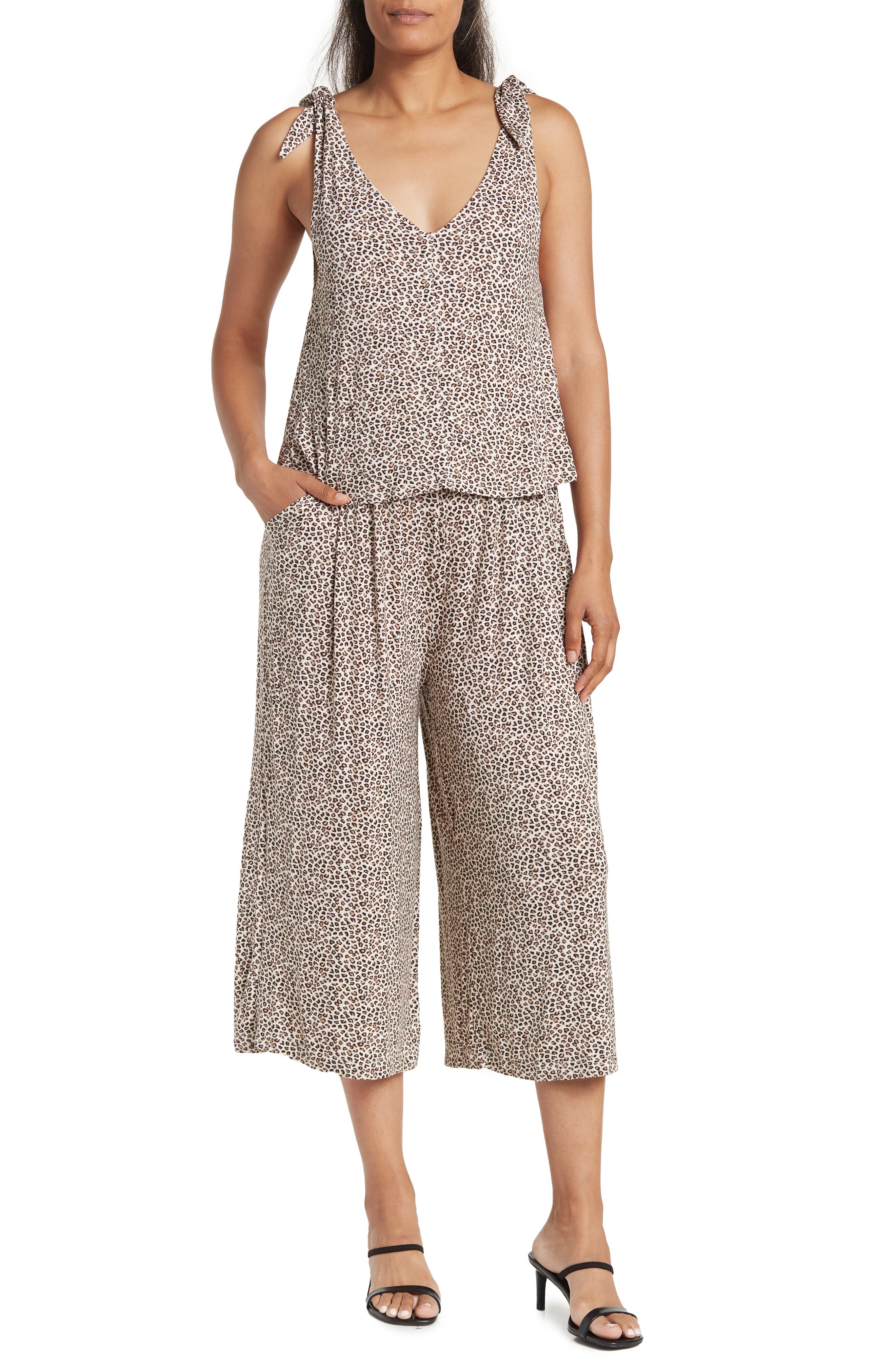 Bobeau Knot Strap Knit Jumpsuit 