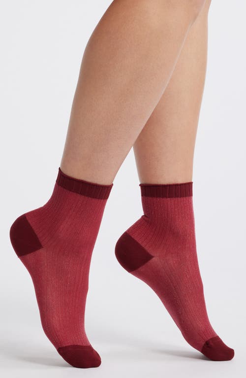 NORDSTROM NORDSTROM SPARKLE SHEER RIB QUARTER SOCKS