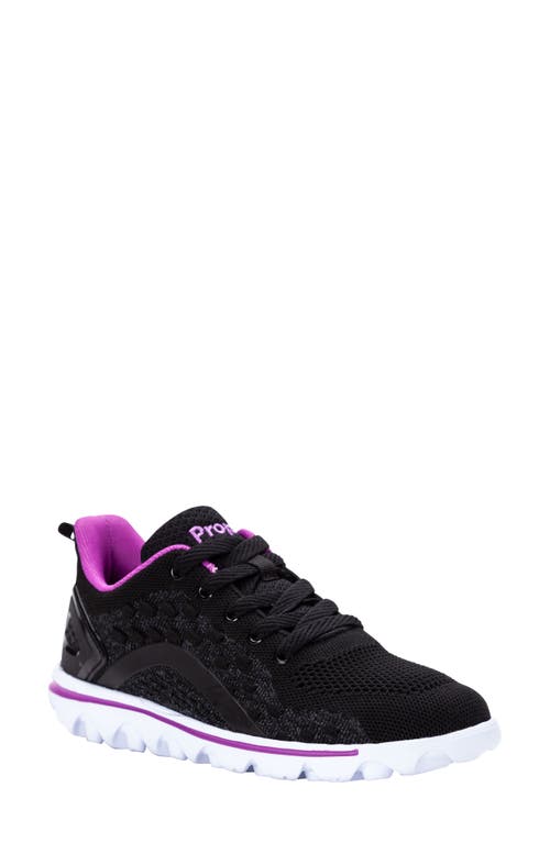 TravelActiv Axial Lace-Up Sneaker in Black/Purple Fabric