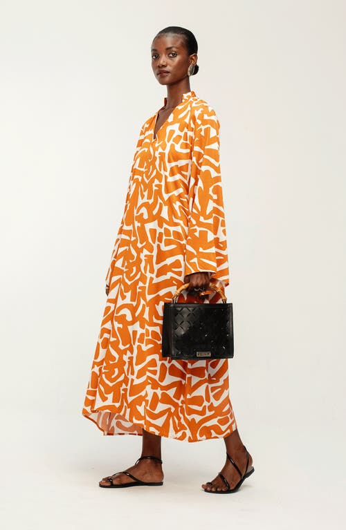 Shop Diarrablu Tali Rama Long Sleeve Satin Caftan In Orange