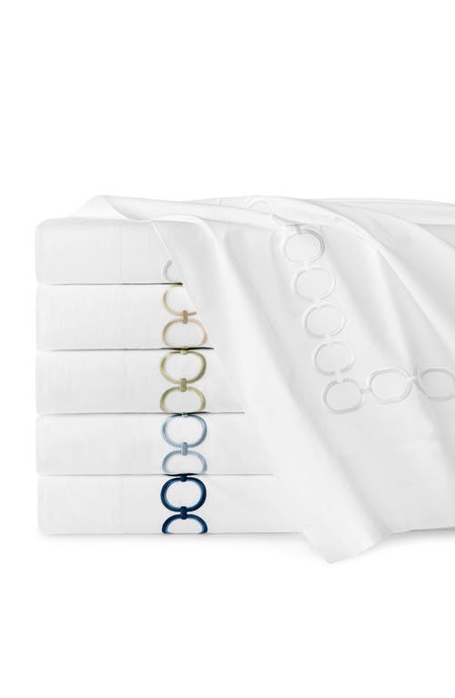 Shop Sferra Catena Flat Sheet In White/sea