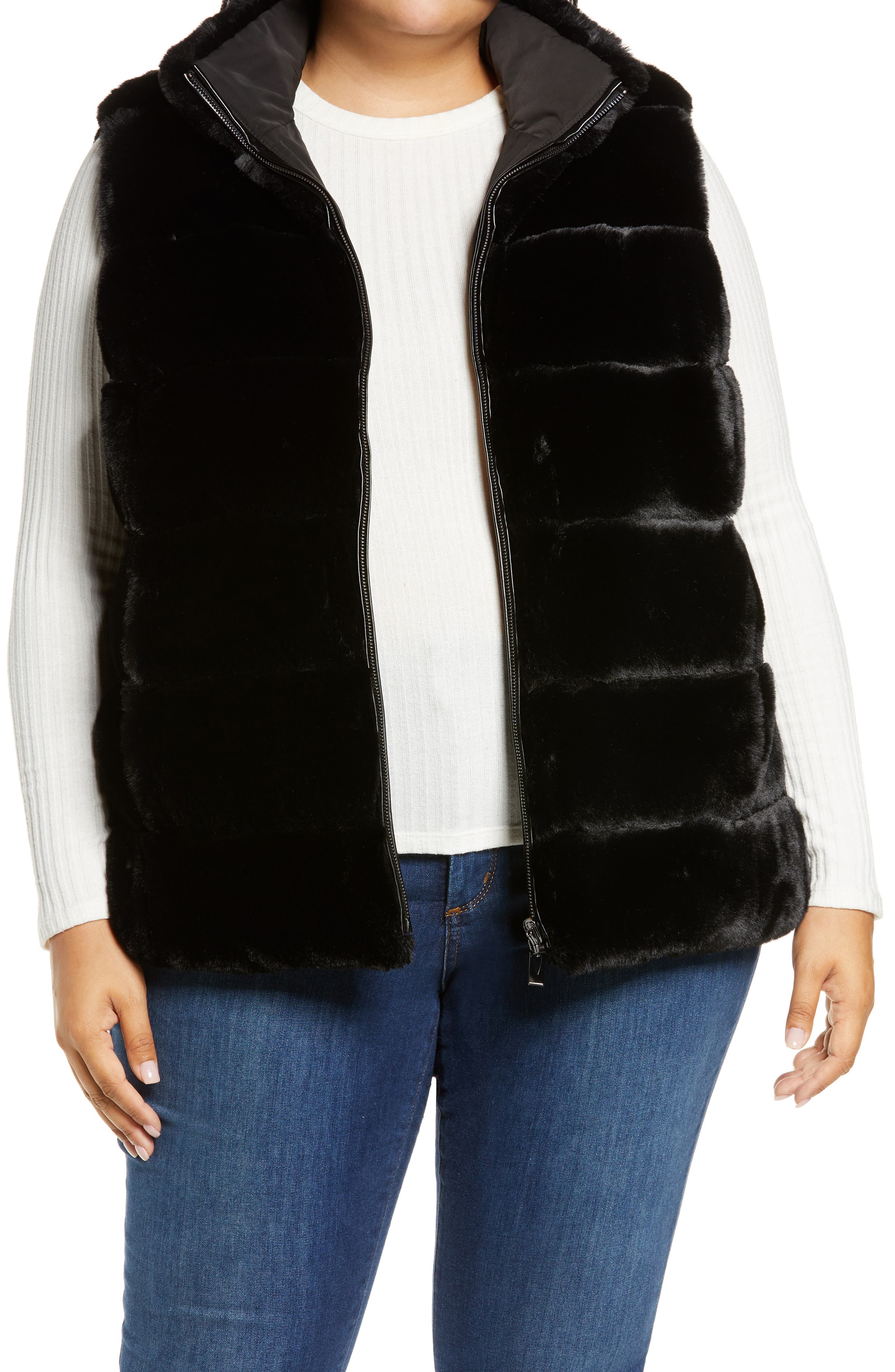 long fur vest plus size