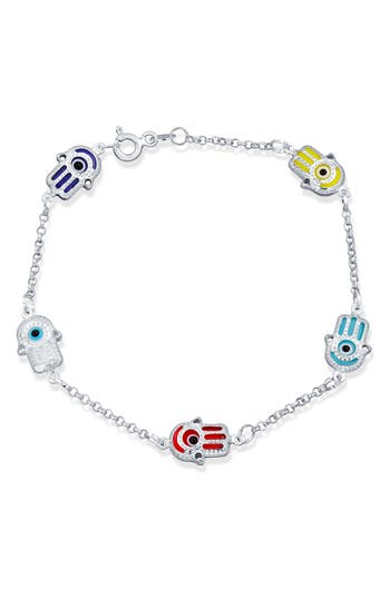 Bling Jewelry Hamsa Evil Eye Chain Bracelet In Multi-color