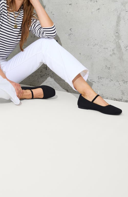 Rothys The Max Square Mary Jane In Black/neutral In Black