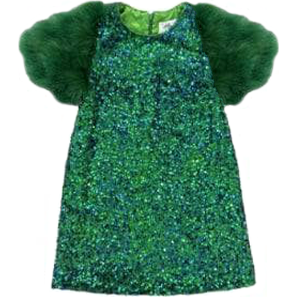 Lola + The Boys Girls' Jade Faux-feather Party Dress - Little Kid, Big Kid In Jade
