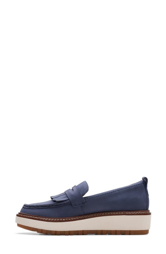 Shop Clarks (r) Orianna Platform Penny Loafer In Navy Nubuck