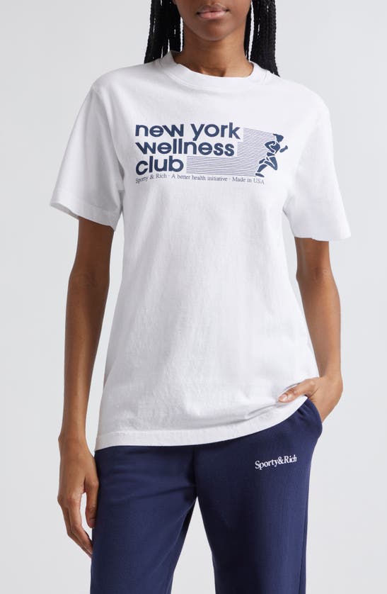 Shop Sporty And Rich Sporty & Rich Ny Wellness Club Cotton Graphic T-shirt In White