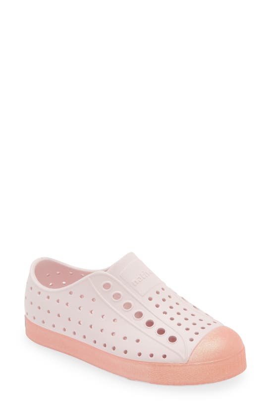 Native Shoes Kids' Jefferson Bling Glitter Slip-on Sneaker In Milk Pink/ Princess Bling