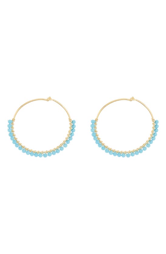 Argento Vivo Sterling Silver 18k Yellow Gold Beaded Hoop Earrings