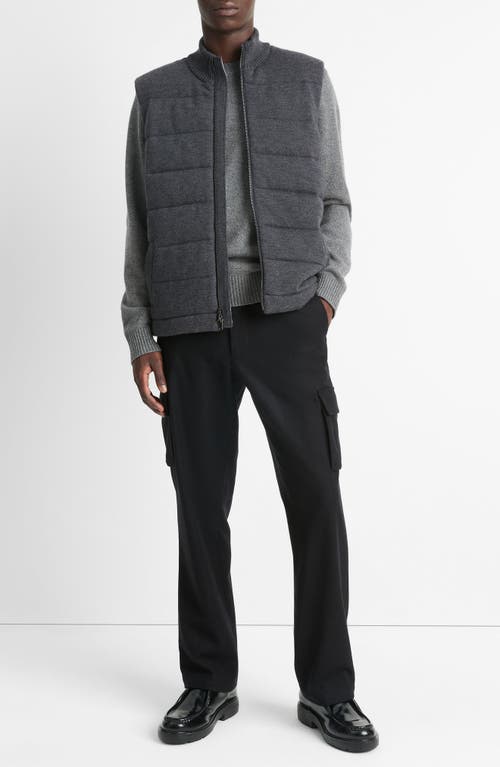 Shop Vince Quilted Wool Knit Vest In Heather Carbon