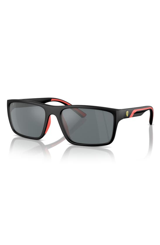 Shop Scuderia Ferrari 59mm Mirrored Rectangular Sunglasses In Black Grey