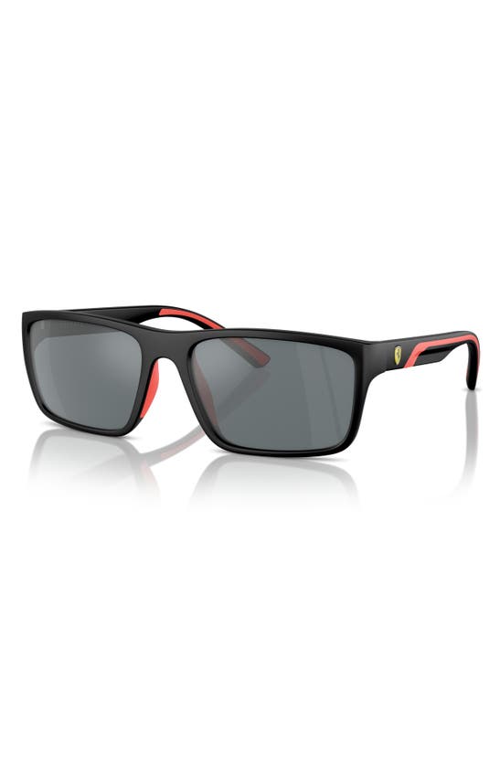 Scuderia Ferrari 59mm Mirrored Rectangular Sunglasses In Black Grey