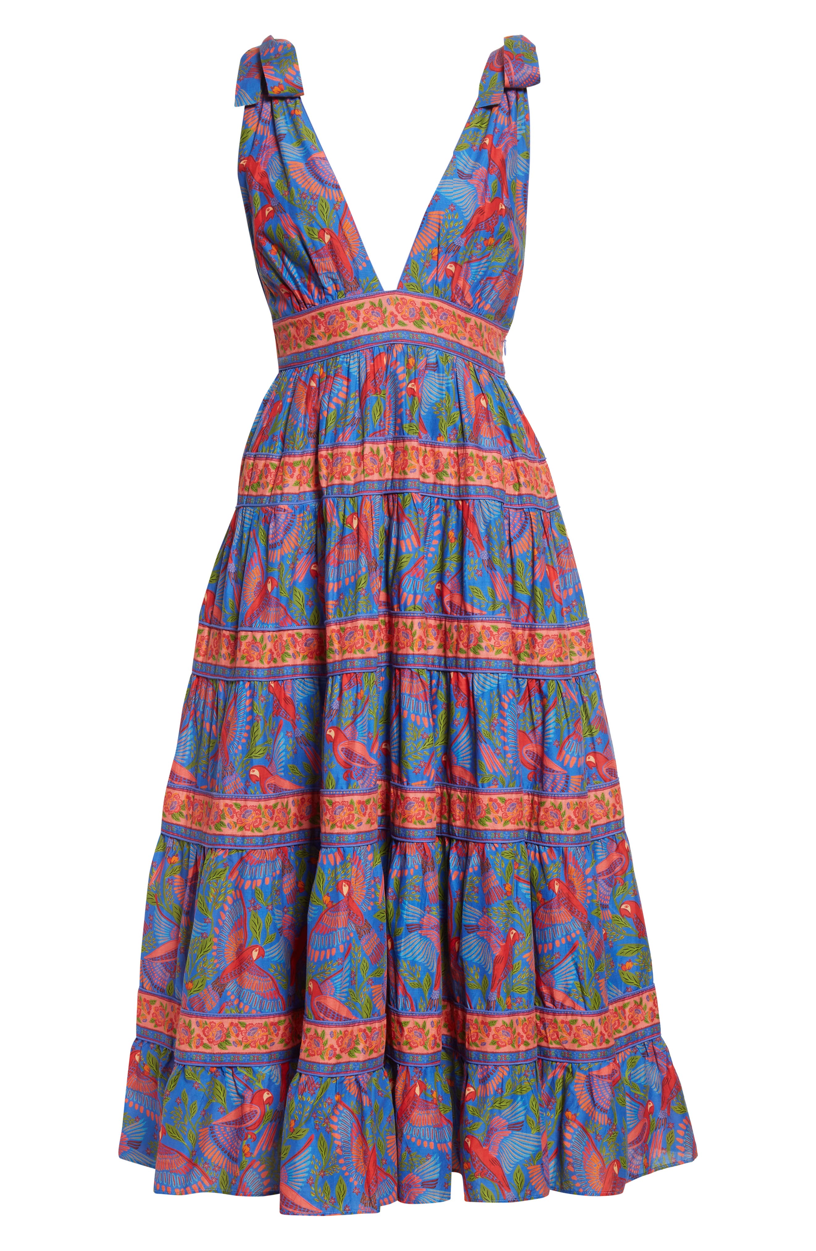 FARM Rio Macaw Flight Cotton Midi Dress 