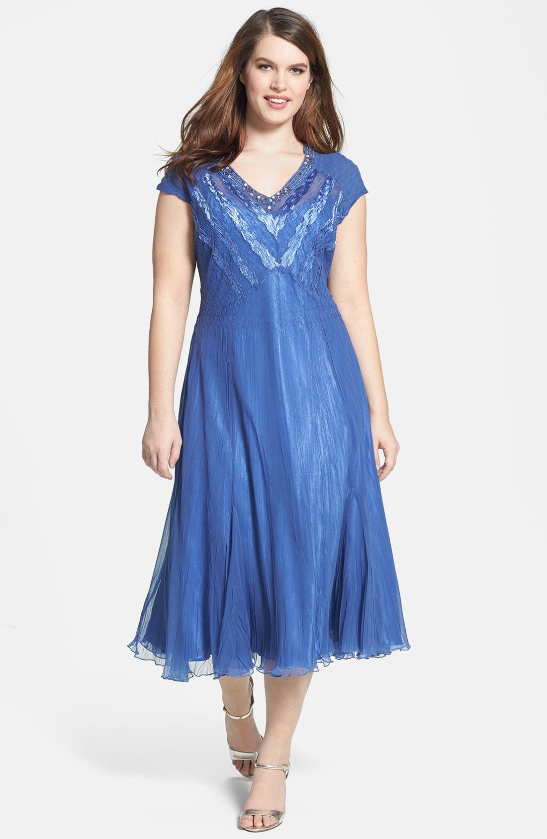 Komarov Embellished Satin & Chiffon Dress (Plus Size) Nordstrom