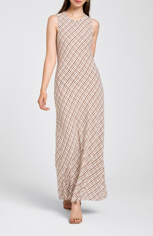 Shop Wayf Clemence Sleeveless Maxi Dress In Brown Checker