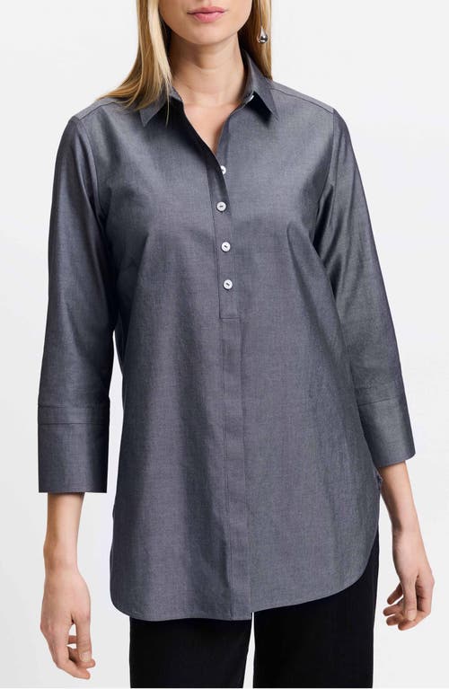 Shop Foxcroft Madison Popover Cotton Oxford Shirt In Charcoal