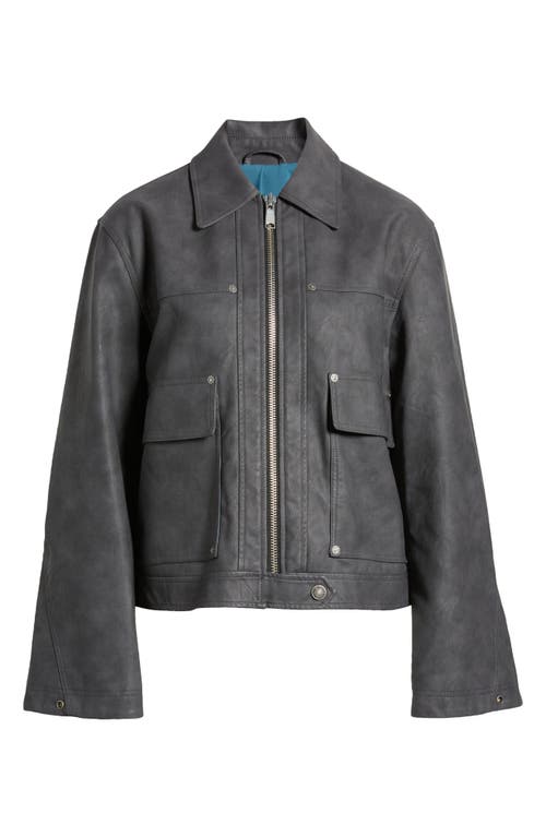 Shop Free People Blair Faux Leather Jacket In Charcoal Combo