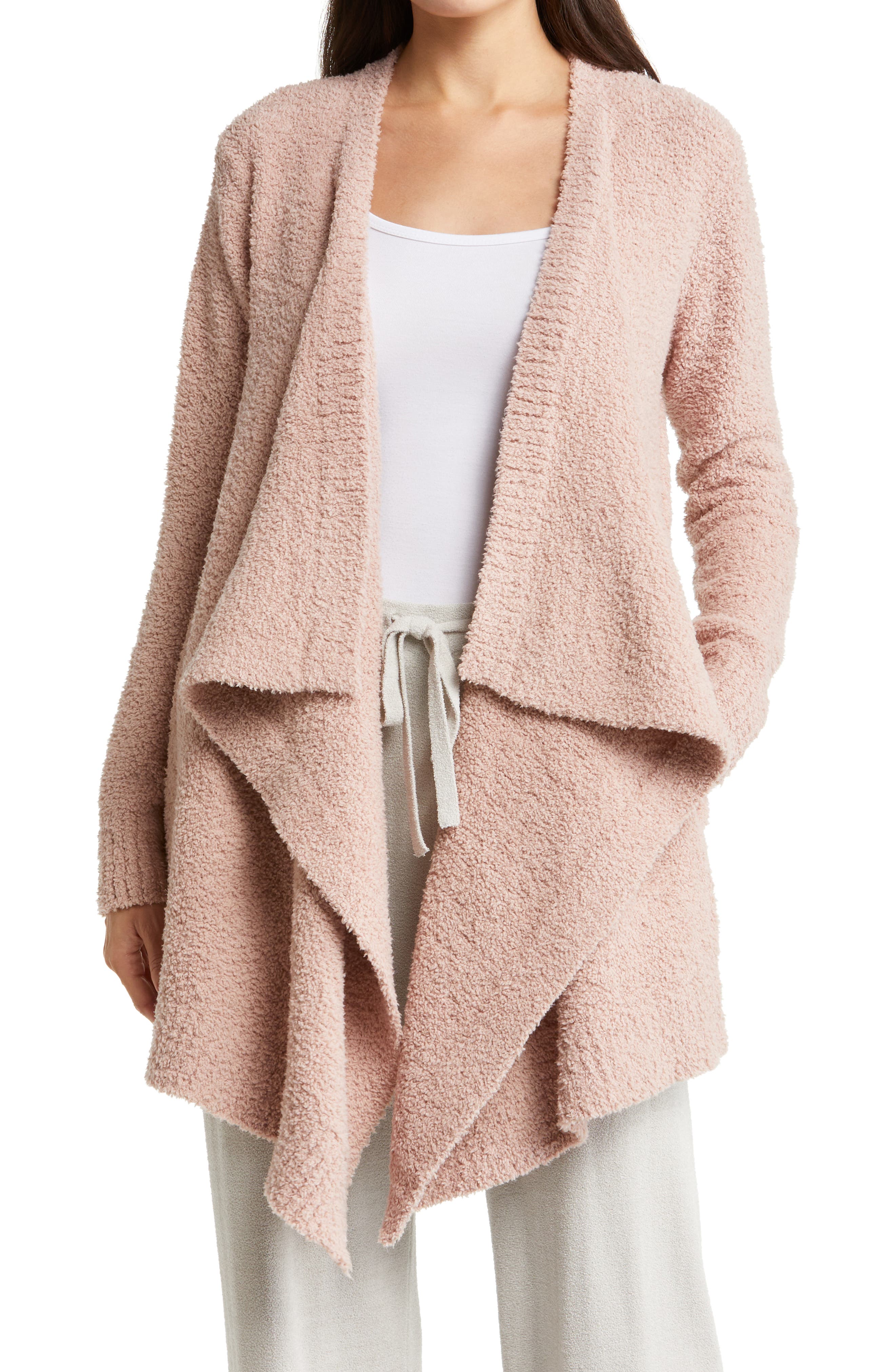 womans pink cardigan