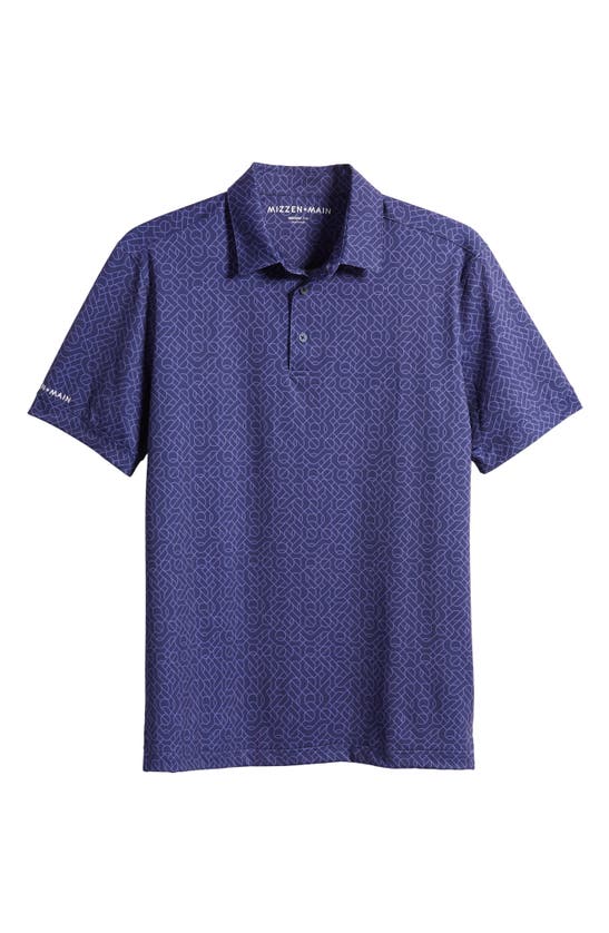 Shop Mizzen + Main Versa Performance Golf Polo In Deep Blue Maze Print