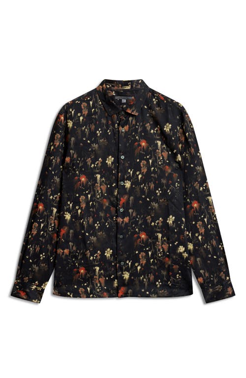 Shop John Varvatos Ross Floral Button-up Shirt In Dark Brown
