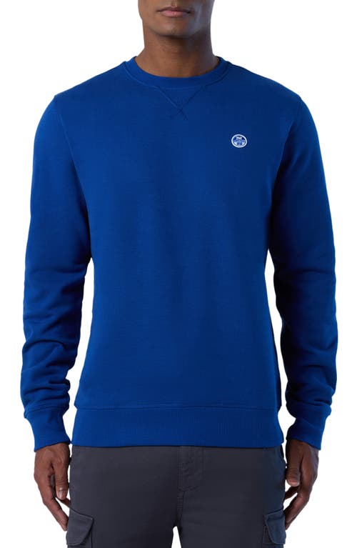 Logo Embroidered Cotton Sweatshirt in Ocean Blue