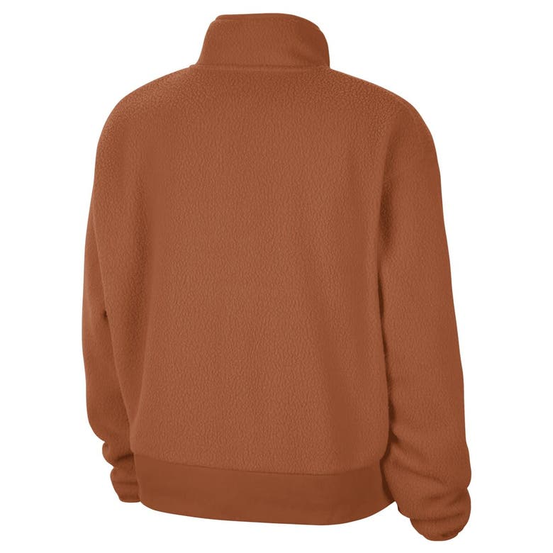 Shop Nike Texas Orange Texas Longhorns Fly Fleece Quarter-zip Jacket In Burnt Orange