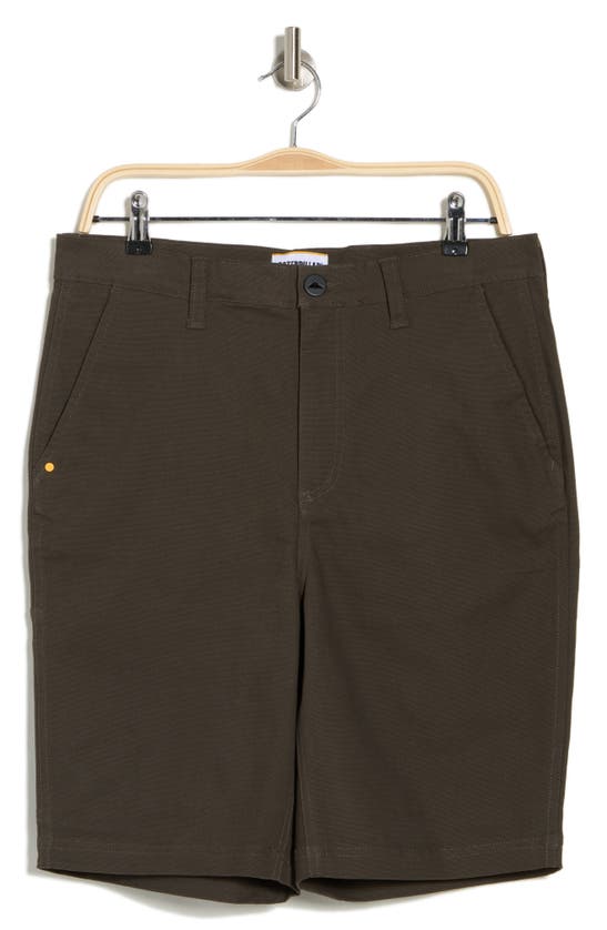 Shop Cat Wwr Stretch Canvas Utility Shorts In Black Olive