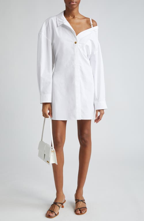 Jacquemus La Mini Robe Chemise Long Sleeve Cotton Shirtdress White at Nordstrom, Us