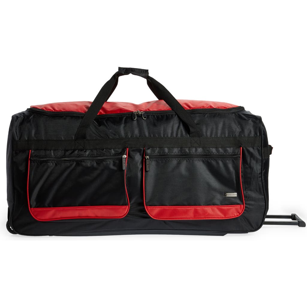 Shop Geoffrey Beene Jumbo 36" Duffle Bag In Black W/red