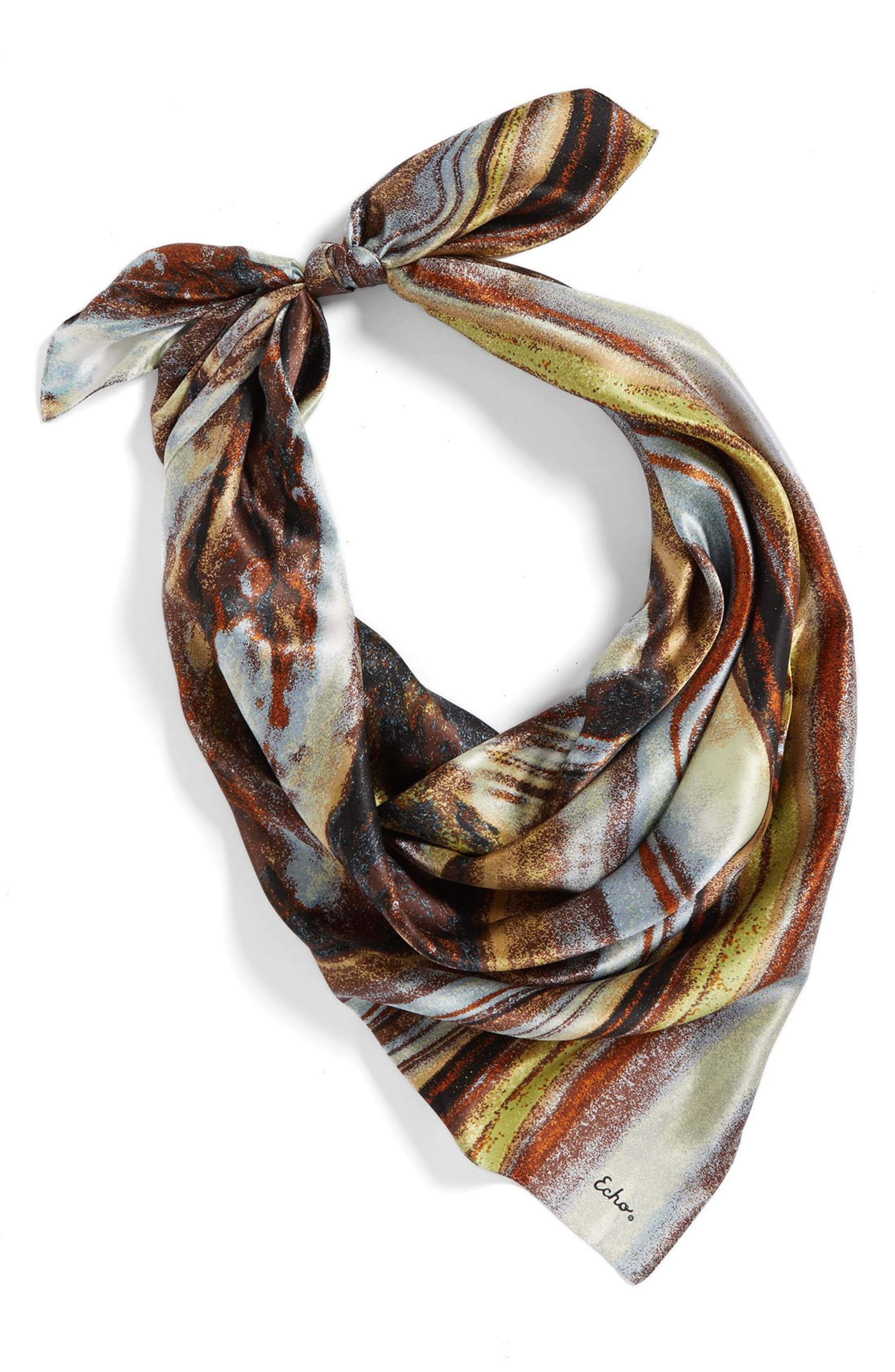 Echo Marbled Print Silk Square Scarf | Nordstrom