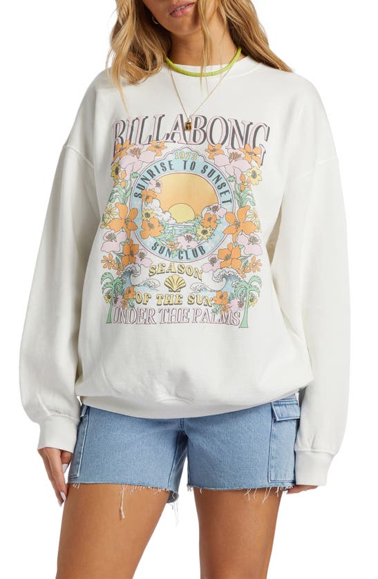 Billabong Ride In Cotton Blend Graphic Sweatshirt In Salt Crystal 6